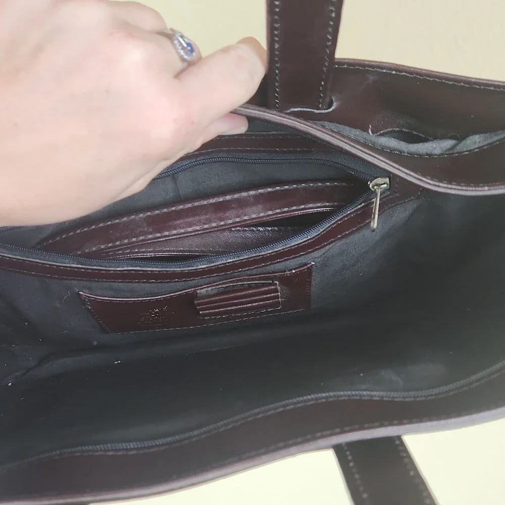 Vintage HIT Briefcase retractable with extra 4 pockets genuine leather brown‎